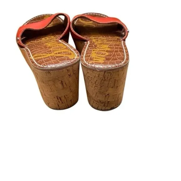 Sam Edelman Women's Reid Leather Cork Platform Sandal, Red, 7.5 M US - Picture 5 of 8